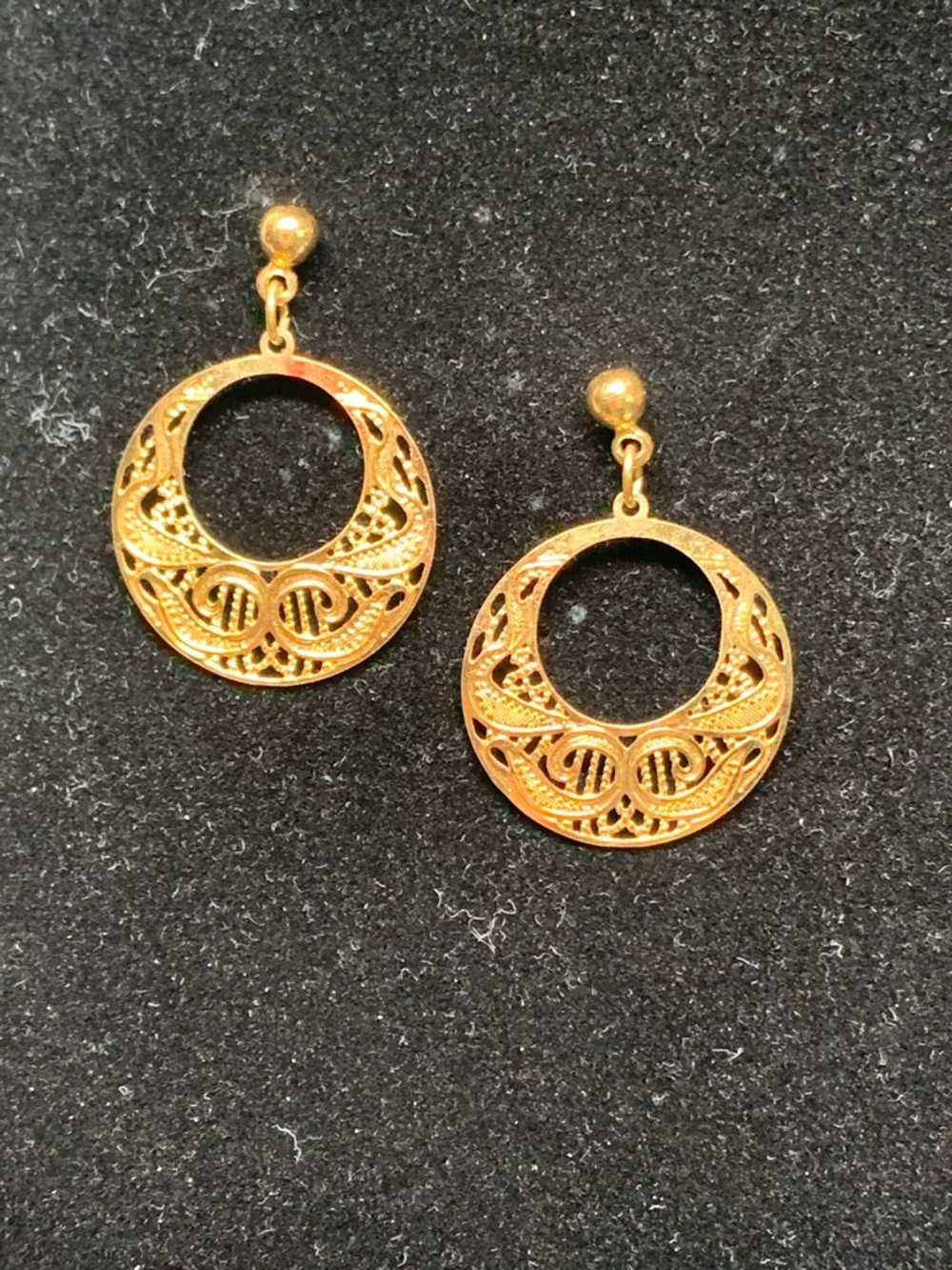 Gold-Tone Filigree Open Circle Drop Earrings - Women Jewelry